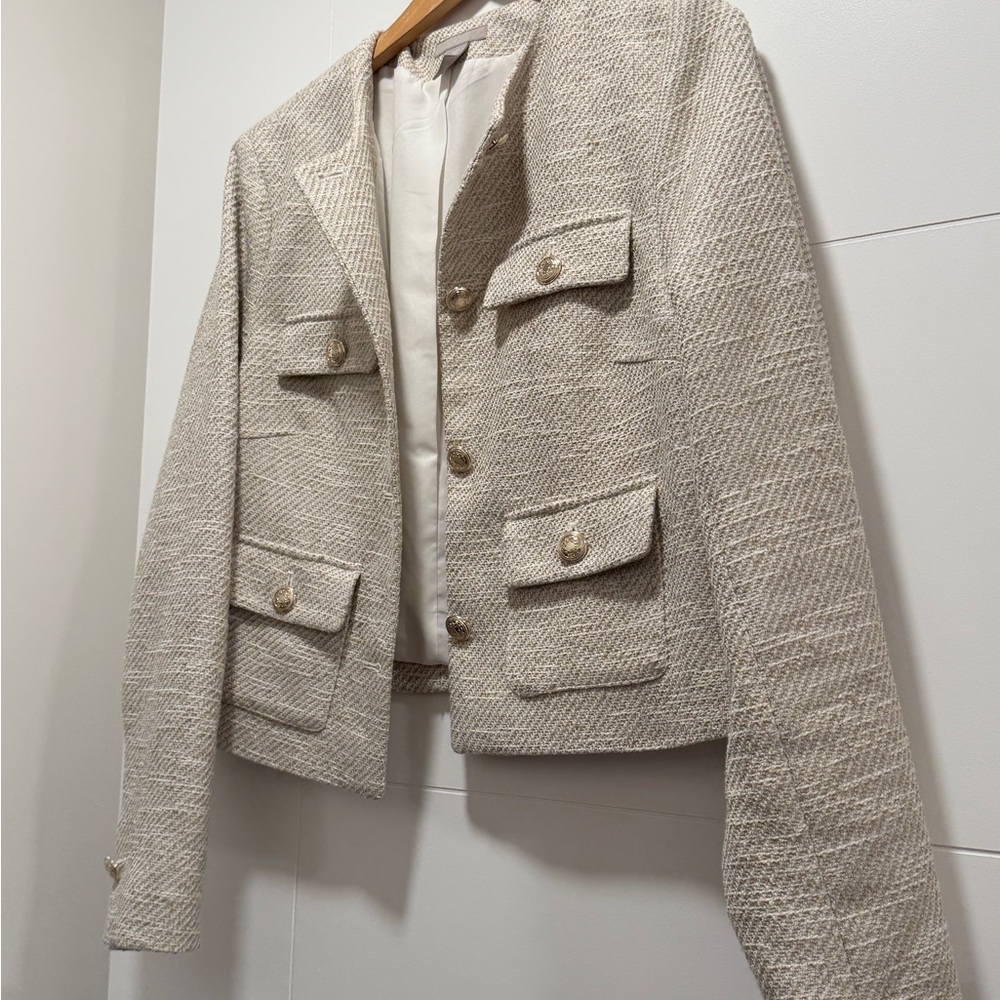 H&M Cream Textured Blazer